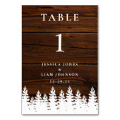 Rustikale Landwald Herbst Winter Hochzeit Tischnummer (Rückseite)