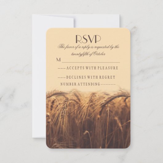 Rustikale Landweizenhochzeit RSVP-Karten RSVP Karte (Vorderseite)