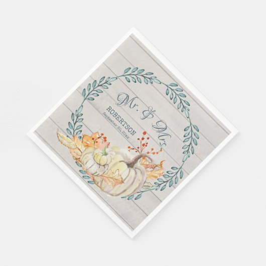 Rustikale landwirtschaftliche Herbstlaub im Pumpki Serviette (Ecke)