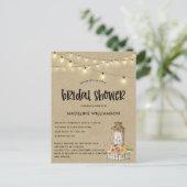 Rustikale Lantern Bridal Dusche Einladung Postkarte (Stehend Vorderseite)