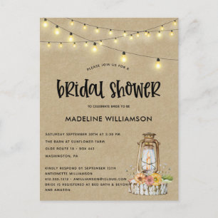 Rustikale Lantern Bridal Dusche Einladung Postkarte