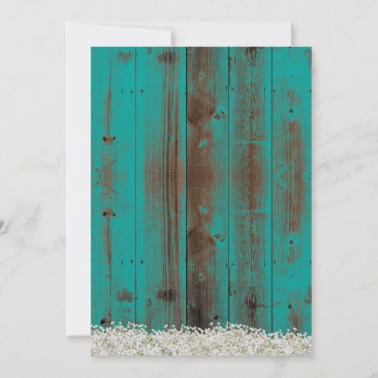 Rustikale Lanterns & Gipskraut Aquamarine Stallhoc Einladung (Rückseite)