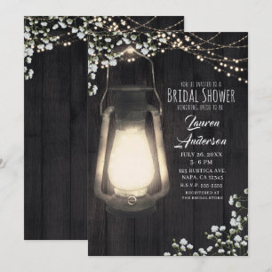 Rustikale Laterne Baby-Breath-Lichter Brautdusche Einladung