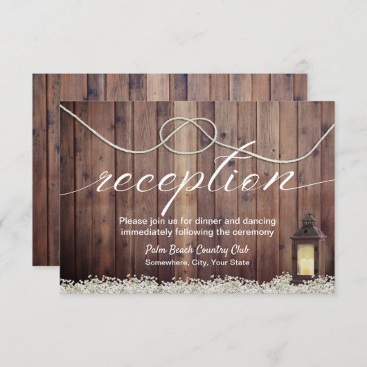 Rustikale Laterne binden an der Hochzeitsempfehlun Einladung (Vorne/Hinten)