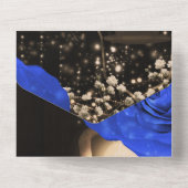 Rustikale Laterne & Blue Rose Hochzeit + UAWG All In One Einladung (Rückseite)