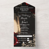 Rustikale Laterne & Glam Rote Rosen Hochzeit + UAW All In One Einladung (Innen Boden)