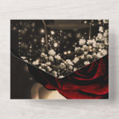 Rustikale Laterne & Glam Rote Rosen Hochzeit + UAW All In One Einladung (Rückseite)