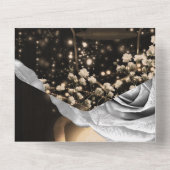 Rustikale Laterne & Glam Silberne Rose Hochzeit All In One Einladung (Rückseite)