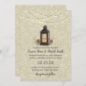 Rustikale Laterne & String Lights Moderne Hochzeit Einladung (Vorne/Hinten)