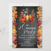 Rustikale Laterne und Blätter Herbst 50. Geburtsta Einladung (Vorderseite)