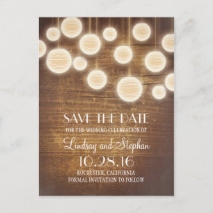 rustikale Laternen hölzerne Save the Date Postkart Ankündigungspostkarte
