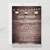 Rustikale Laternen & String Lights Blumendusche Einladung (Vorderseite)