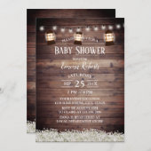 Rustikale Laternen & String Lights Blumendusche Einladung (Vorne/Hinten)