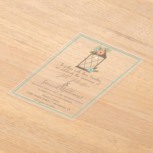 Rustikale Laternenflora Acryleinladungen (Ablage )