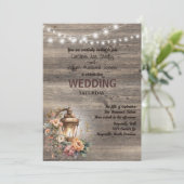 Rustikale Laternenholzmauer Einladung (Stehend Vorderseite)