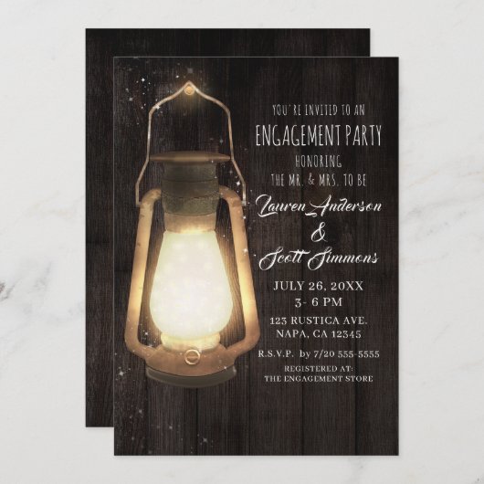 Rustikale Laternenleuchten-Anhänger Einladung (Vorne/Hinten)