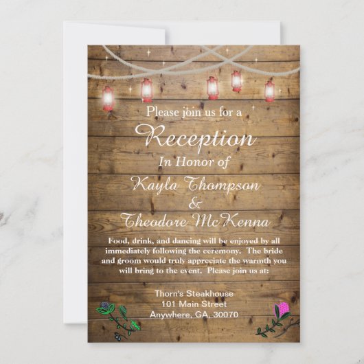 Rustikale Laternenleuchten Hochzeitskarte Einladung (Vorderseite)