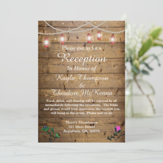 Rustikale Laternenleuchten Hochzeitskarte Einladung (Stehend Vorderseite)