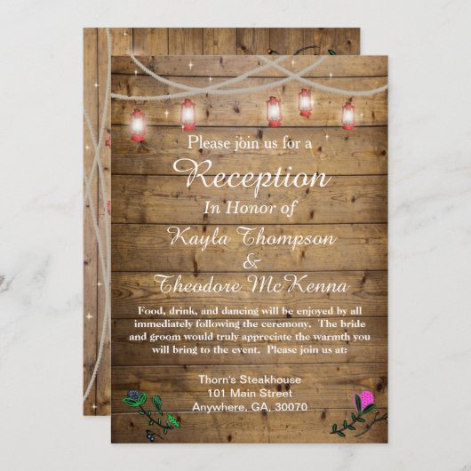 Rustikale Laternenleuchten Hochzeitskarte Einladung (Vorne/Hinten)