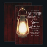 Rustikale Laternenleuchten Kirschholz Süß 16 Party Einladung<br><div class="desc">Anpassen an Ihr Ereignis</div>