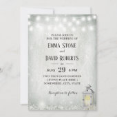 Rustikale Laternenleuchten mit Gipskraut Einladung (Vorderseite)