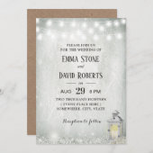 Rustikale Laternenleuchten mit Gipskraut Einladung (Vorne/Hinten)