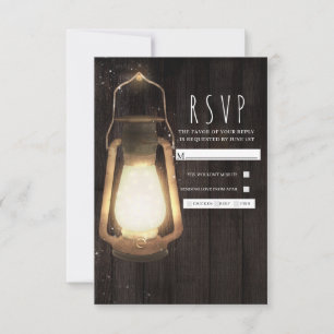 Rustikale Laternenlichter Scheunenholz Hochzeit RS RSVP Karte