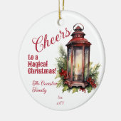 Rustikale Laternenpfanne und Berries Weihnachten Keramik Ornament (Links)