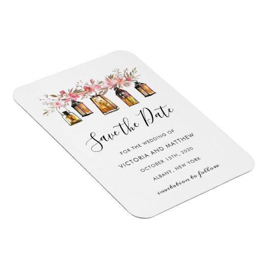 Rustikale Laternenpfeife speichern das Datum Magnet (Rechte Seite)