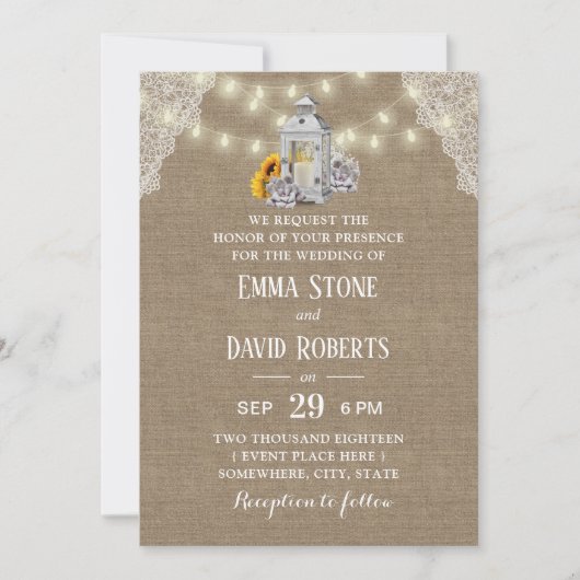 Rustikale Laternenrisse und Streichlichtquälerei Einladung (Vorderseite)