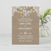 Rustikale Laternenrisse und Streichlichtquälerei Einladung (Stehend Vorderseite)