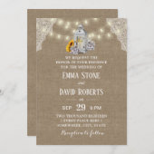 Rustikale Laternenrisse und Streichlichtquälerei Einladung (Vorne/Hinten)