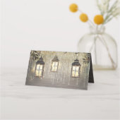 Rustikale Laternenscheinung Platzkarte (Rückseite)