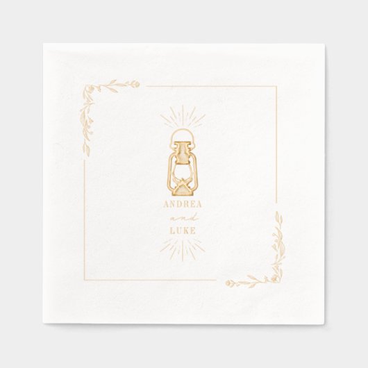 Rustikale Laternenschlange Art Floral Servietten Mit Folie (Vorderseite)