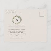 Rustikale Laub Wreath-Foto-Geburtsmitteilung Ankündigungspostkarte (Rückseite)