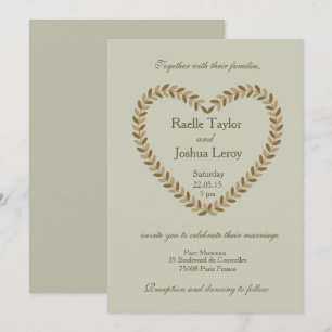 Rustikale Laubfichte Herzenhochzeit Einladung