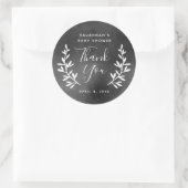 Rustikale Laurel Chalkboard Babydusche Danke Runder Aufkleber (Tasche)
