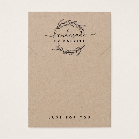 Rustikale Laurel Leaf Necklace Display Card (Vorderseite)