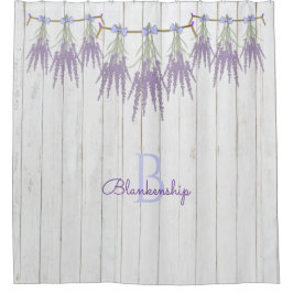 Rustikale Lavendel-Blume Bundles Monogramm-Vorlage Duschvorhang