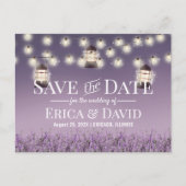Rustikale Lavendel-Blume Lila Ombre Save the Date Ankündigungspostkarte (Vorderseite)