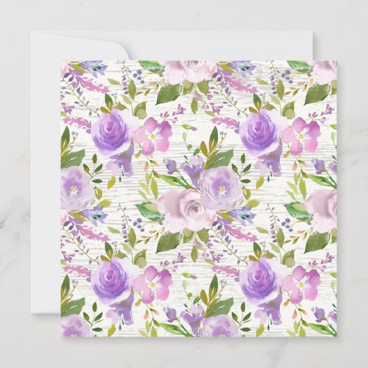 Rustikale Lavendel Blumendusche Einladung (Rückseite)