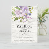Rustikale Lavendel-Blütendusche Einladung (Stehend Vorderseite)