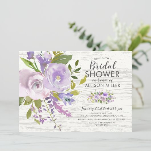 Rustikale Lavendel-Blütendusche Einladungen (Stehend Vorderseite)