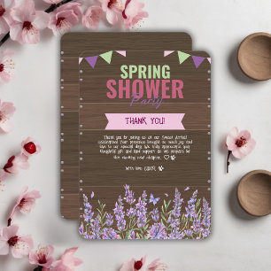Rustikale Lavendel Dusche Party Babydusche Dankeskarte