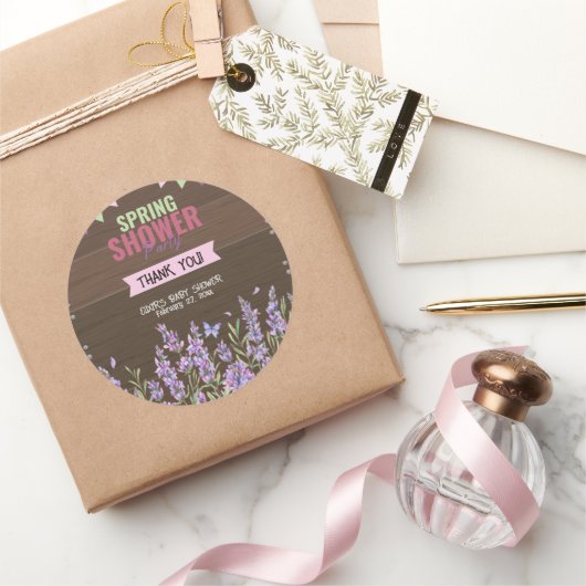 Rustikale Lavendel Dusche Party Babydusche Runder Aufkleber (Schenken)