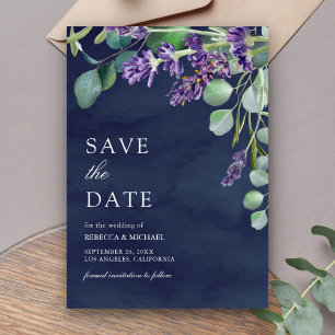 Rustikale Lavendel Eucalyptus Navy Blue Wedding Save The Date