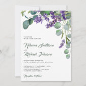 Rustikale Lavendel-Eukalyptus-QR-Code-Hochzeit Einladung (Vorderseite)