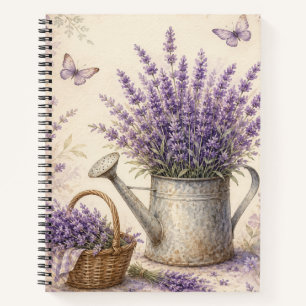 Rustikale Lavendel-Gießkanne Cottage-Garten Notizblock