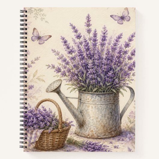 Rustikale Lavendel-Gießkanne Cottage-Garten Notizblock (Vorderseite)