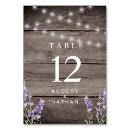 Rustikale Lavendel-Lichter Hochzeit  Tischnummer